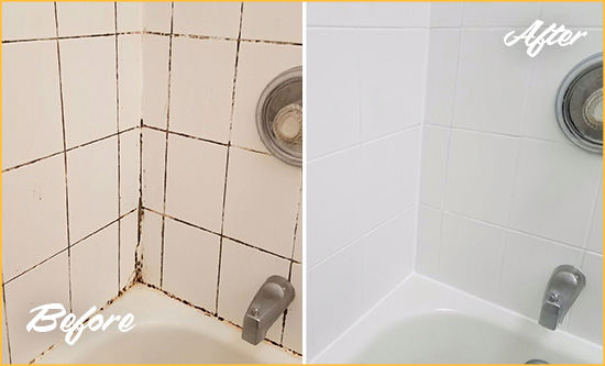 Before and After Picture of a Vienna Tub Caulked to Remove and Avoid Mold