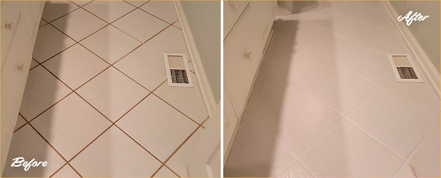 Tile Floor Before and After a Grout Cleaning in Ocean City