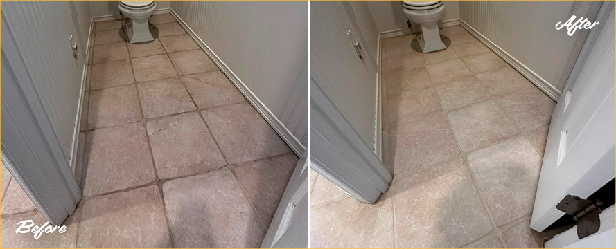Bathroom Floor Before and After a Superb Grout Sealing in Marydel, MD