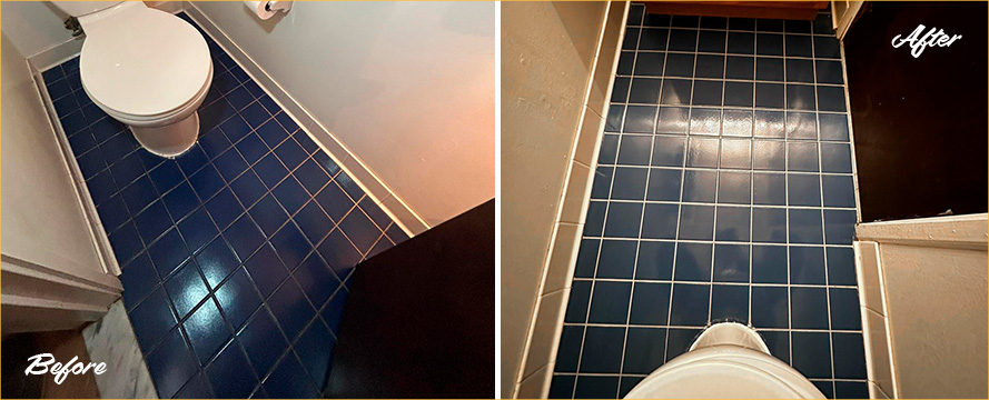 Bathroom Floor Before and After a Superb Grout Cleaning in Barclay, MD