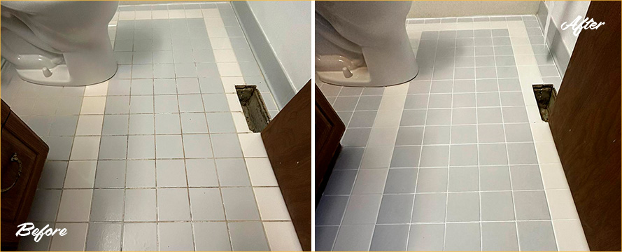 Bathroom Before and After a Superb Grout Cleaning in Barclay, MD