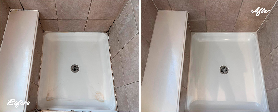 Shower Before and After a Phenomenal Grout Sealing Service in Berlin, MD